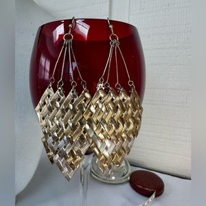 Early 80’s silver and goldtone long dangle articulated earrings